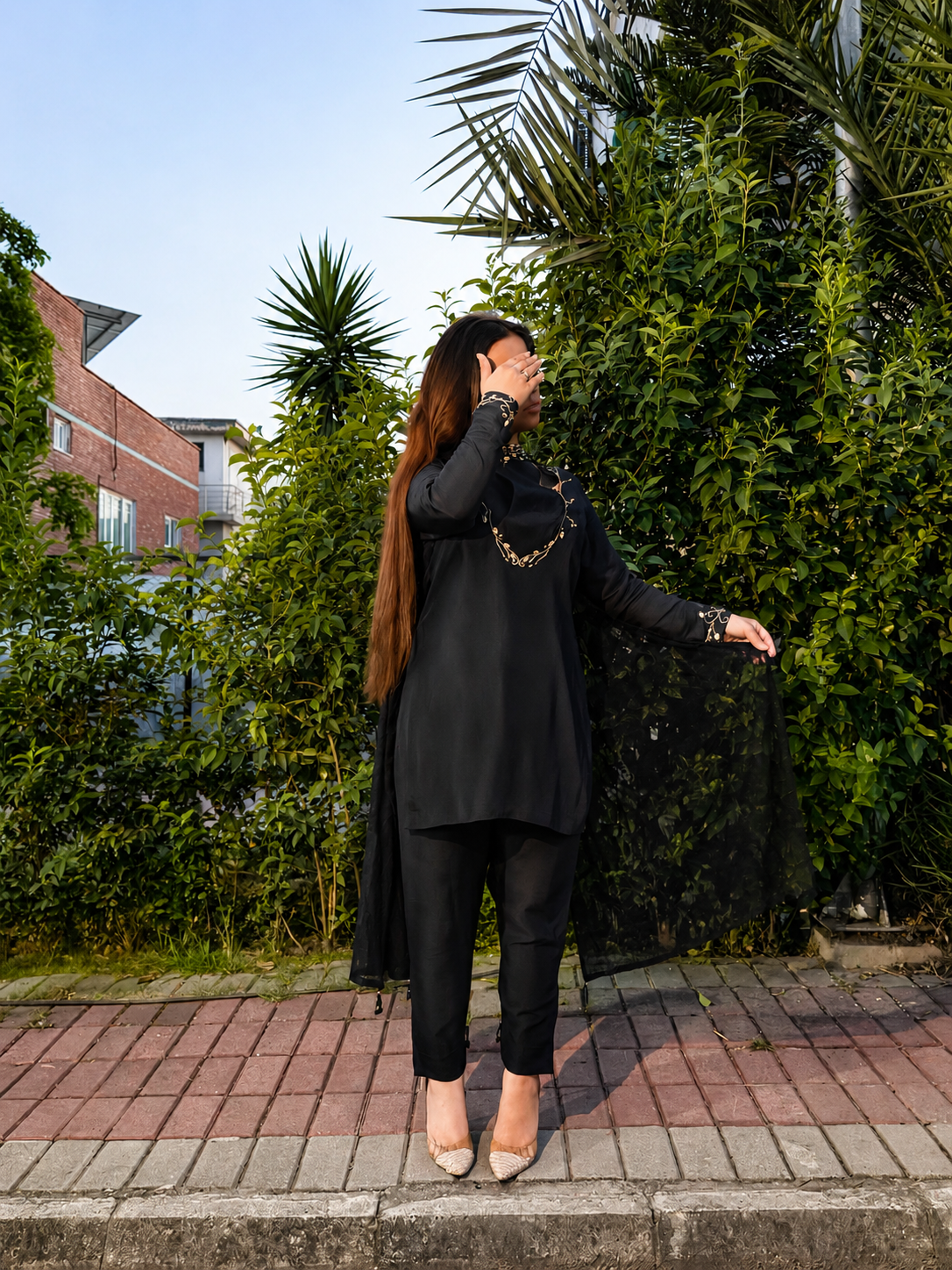 Navy Blue Tassle Silk Dress