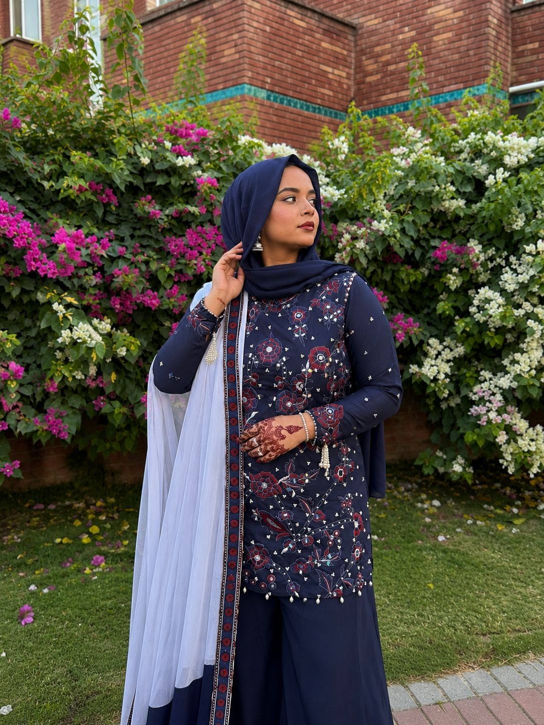Luxury Midnight Ajrak Khadi Silk Dress