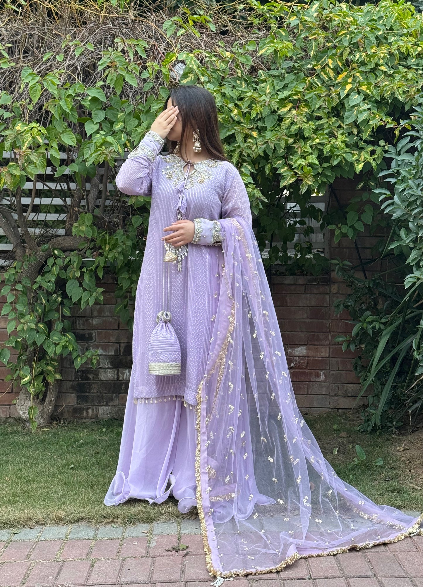 Lilac Gold Embroidered