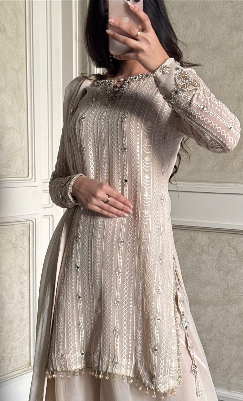 Ivory Chiffon Formal Suit
