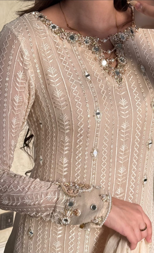 Luxury Ivory Chiffon Formal Suit