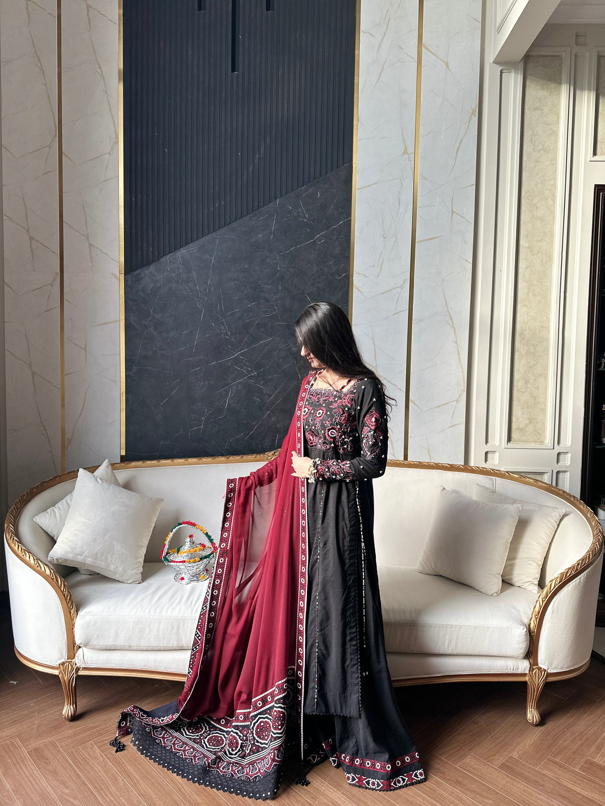 Midnight Ajrak Tussle Silk