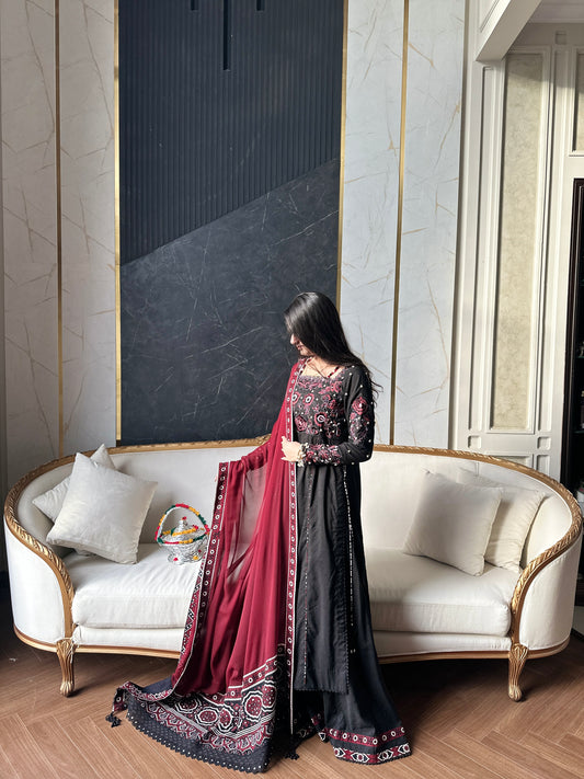 Midnight Ajrak Tussle Silk