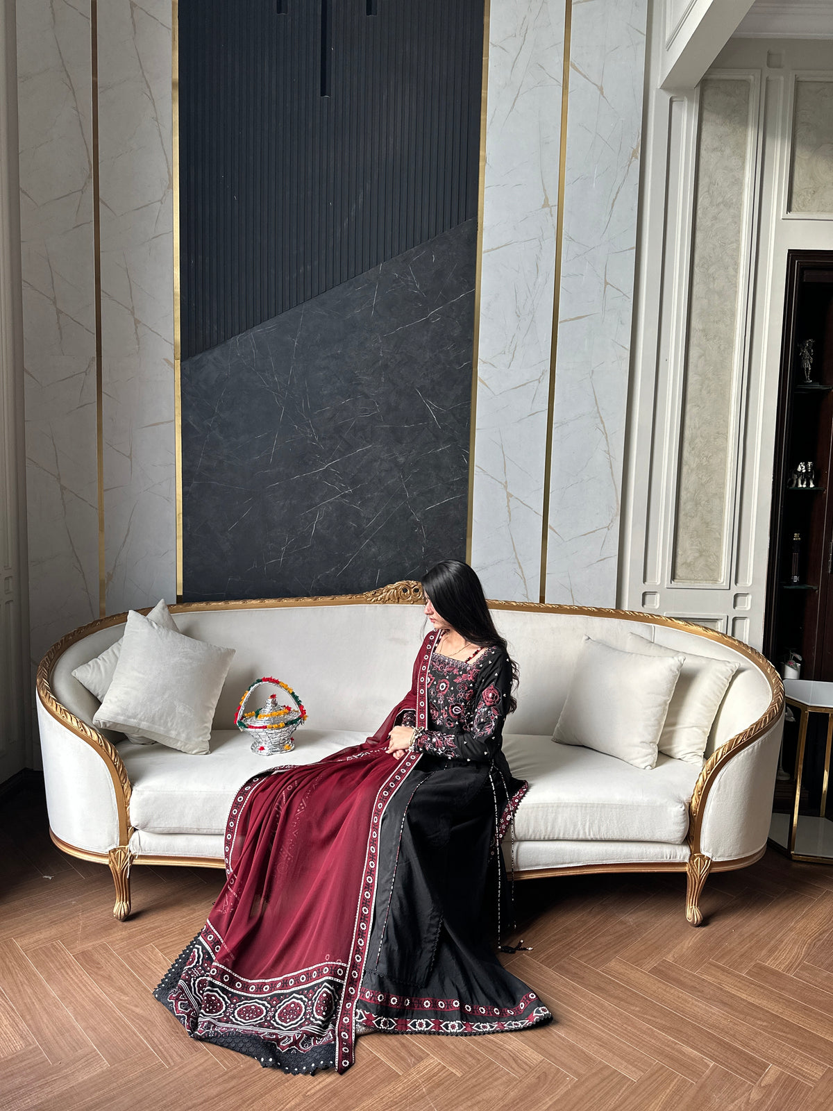 Midnight Ajrak Tussle Silk