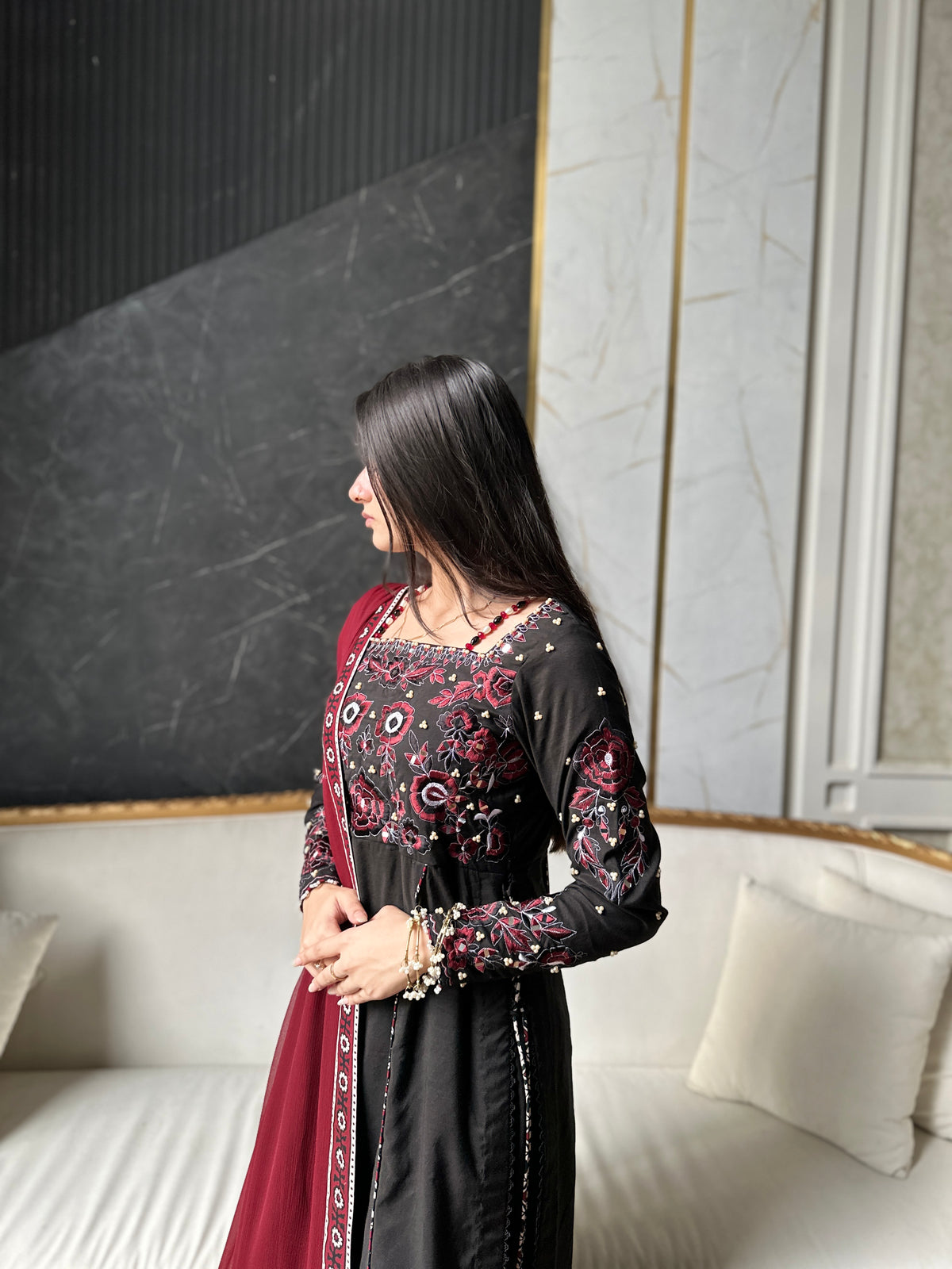 Midnight Ajrak Tussle Silk