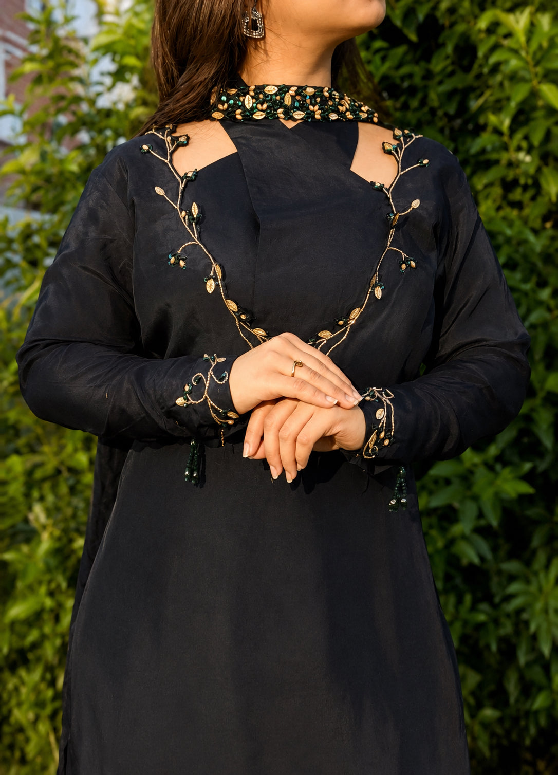 Navy Blue Tassle Silk Dress