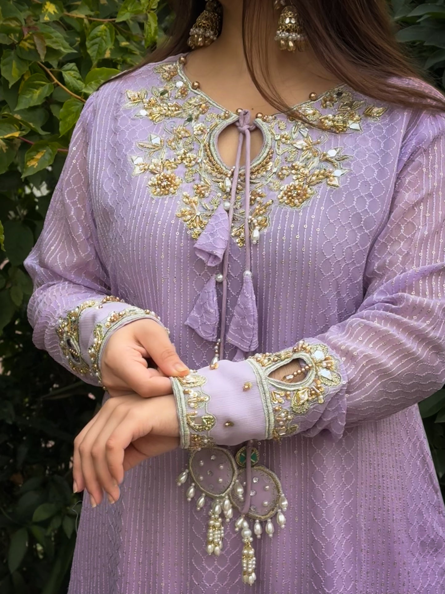 Lilac Gold Embroidered