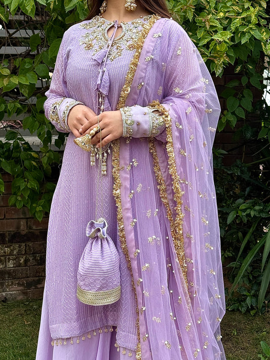 Lilac Gold Embroidered
