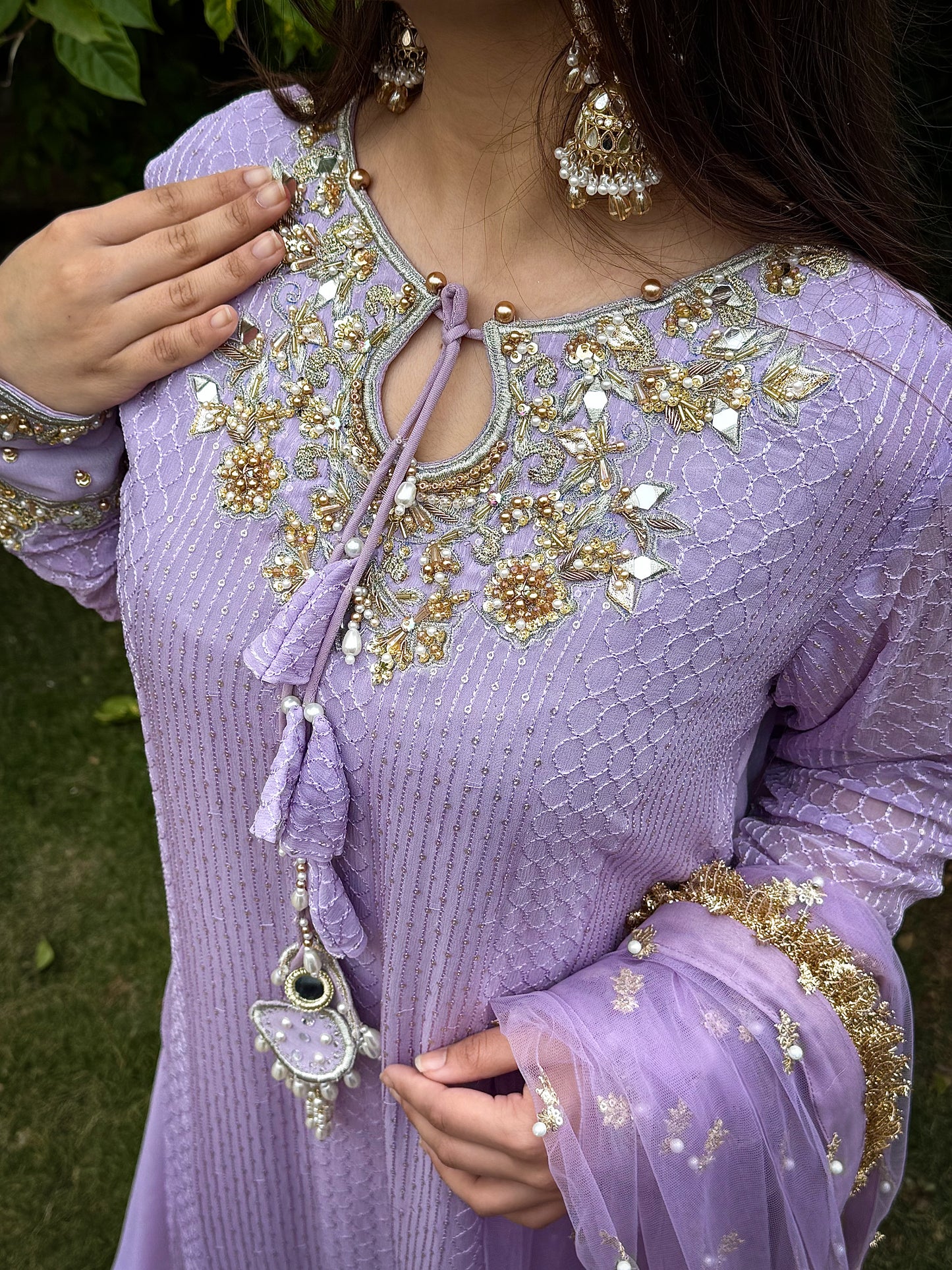Lilac Gold Embroidered