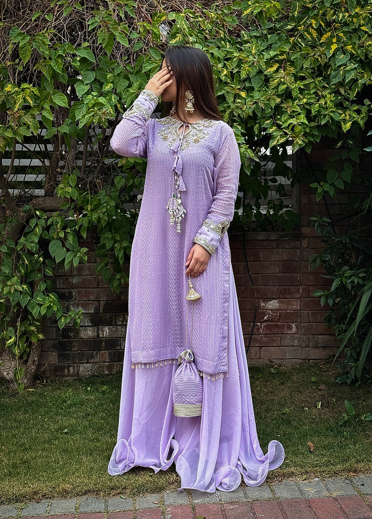 Lilac Gold Embroidered