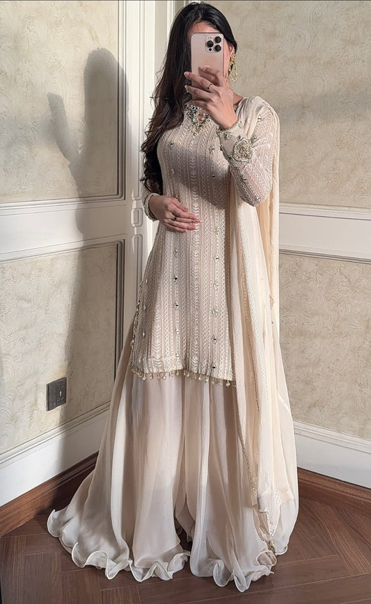 Luxury Ivory Net Formal Suit 3-Piece